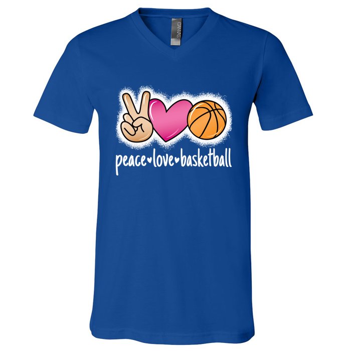 Peace Love Basketball Basketball Player Great Gift V-Neck T-Shirt