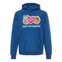 Peace Love Basketball Basketball Player Great Gift Premium Hoodie