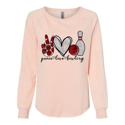 Peace Love Bowling Funny Bowling Lover Womens California Wash Sweatshirt