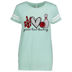 Peace Love Bowling Funny Bowling Lover Enza Ladies Jersey Football T-Shirt