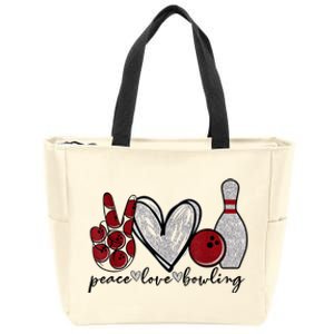 Peace Love Bowling Funny Bowling Lover Zip Tote Bag