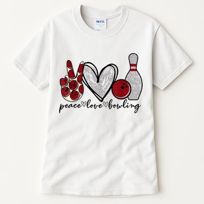 Peace Love Bowling Funny Bowling Lover Tall T-Shirt