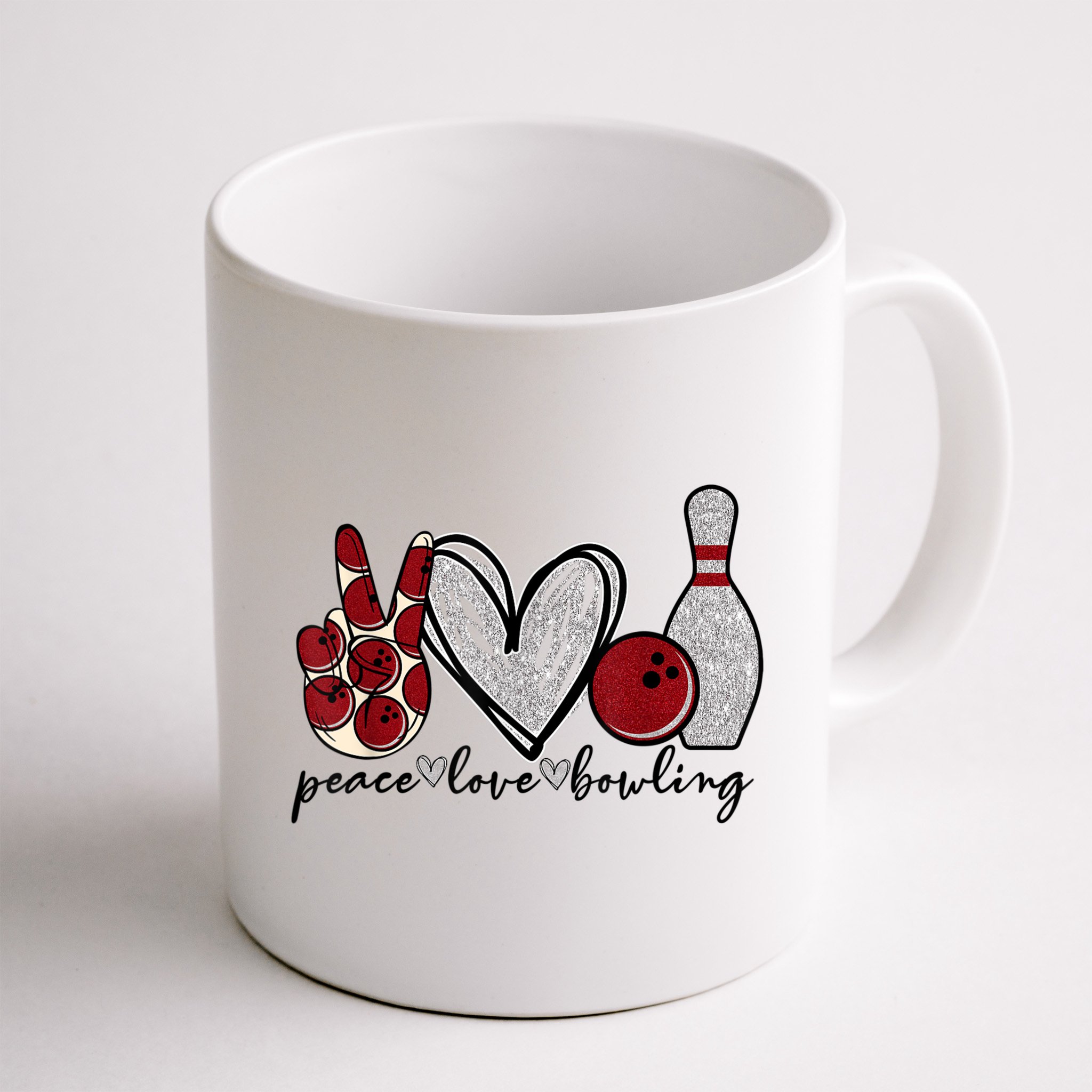 Peace Love Bowling Funny Bowling Lover Mug