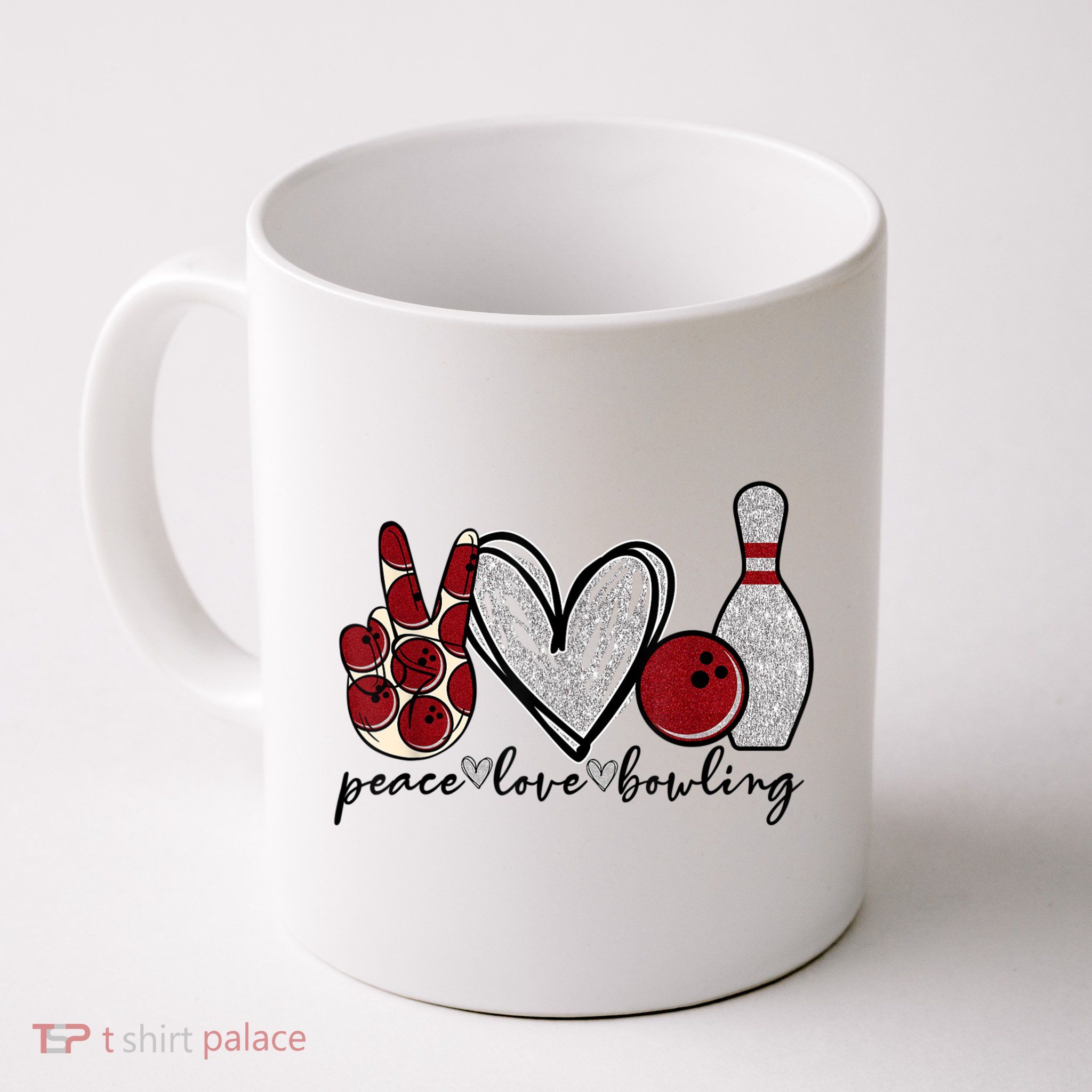 Peace Love Bowling Funny Bowling Lover Mug