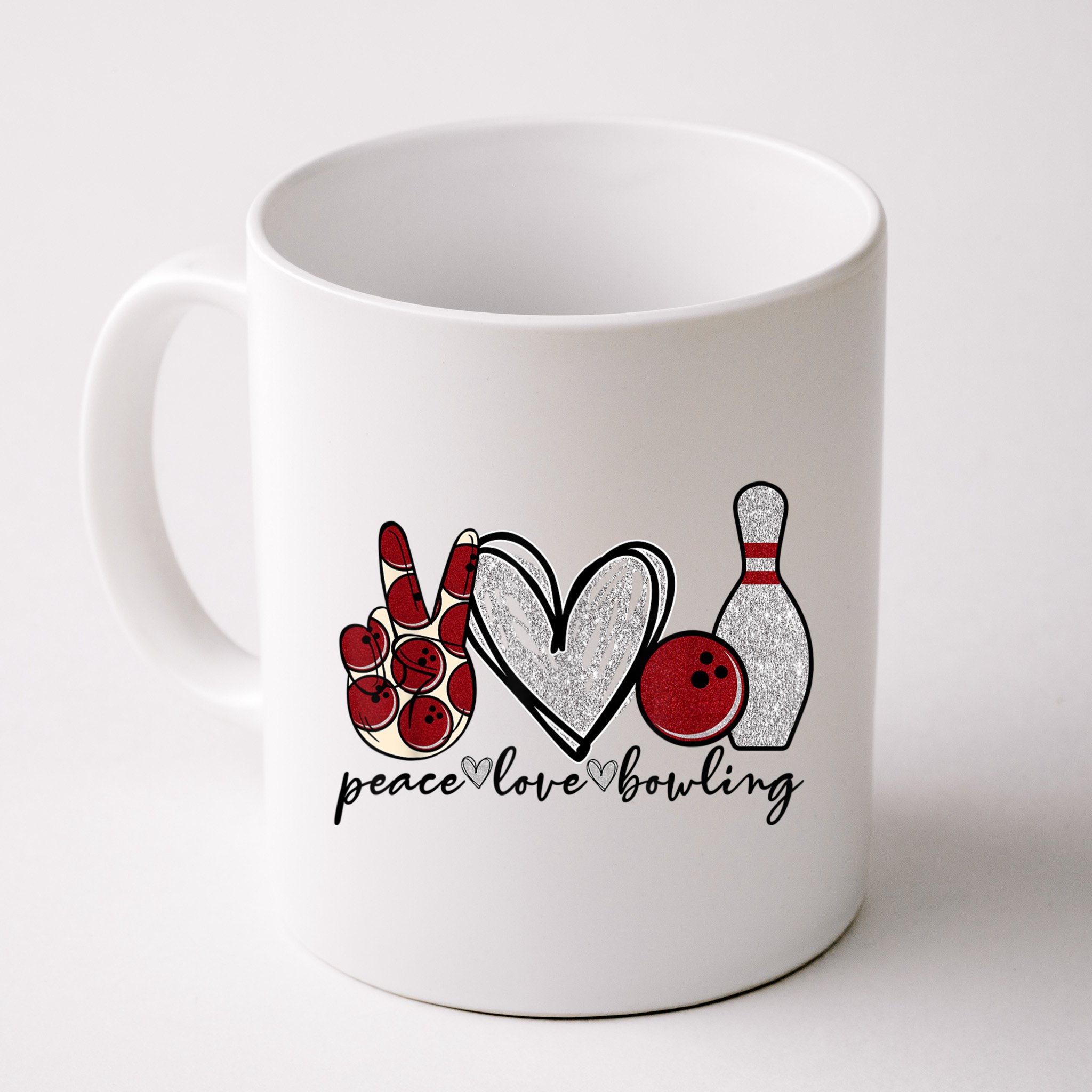 Peace Love Bowling Funny Bowling Lover Mug