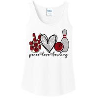 Peace Love Bowling Funny Bowling Lover Ladies Essential Tank