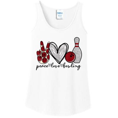 Peace Love Bowling Funny Bowling Lover Ladies Essential Tank