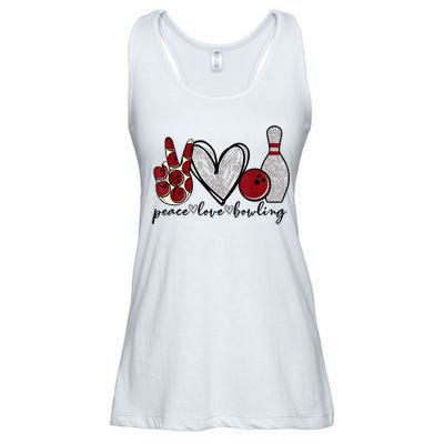 Peace Love Bowling Funny Bowling Lover Ladies Essential Flowy Tank