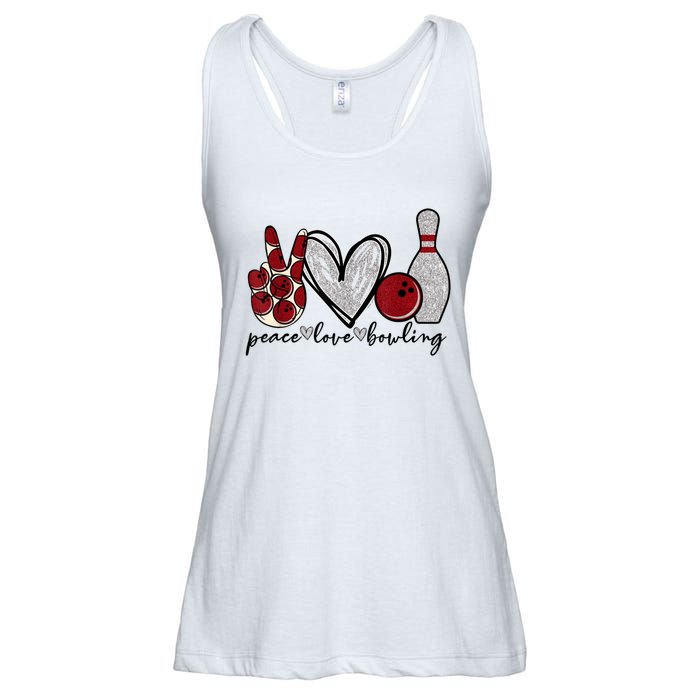 Peace Love Bowling Funny Bowling Lover Ladies Essential Flowy Tank