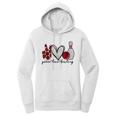 Peace Love Bowling Funny Bowling Lover Women's Pullover Hoodie