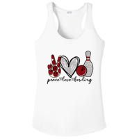 Peace Love Bowling Funny Bowling Lover Ladies PosiCharge Competitor Racerback Tank