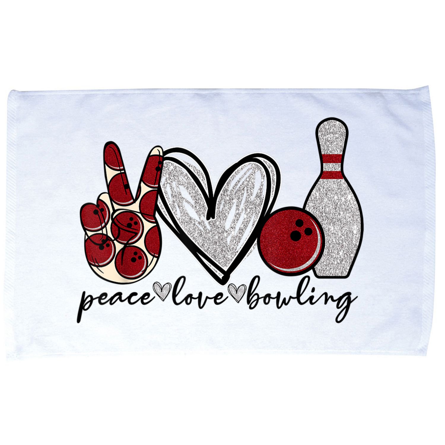 Peace Love Bowling Funny Bowling Lover Microfiber Hand Towel