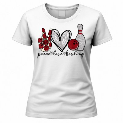 Peace Love Bowling Funny Bowling Lover Women's T-Shirt