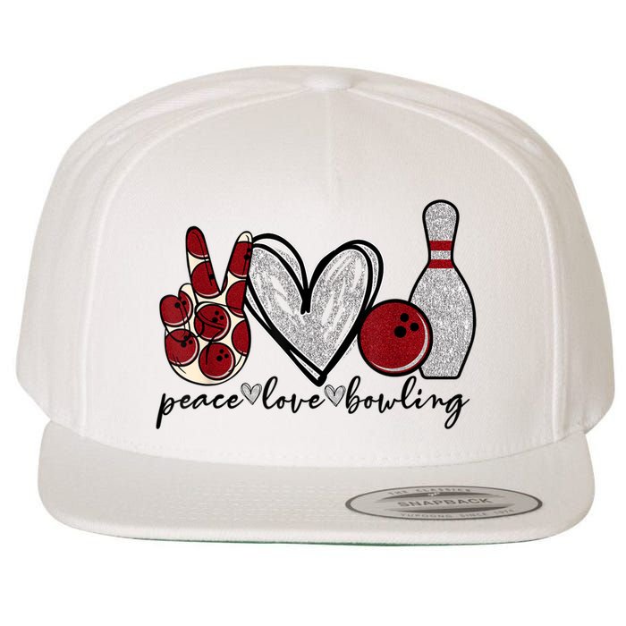 Peace Love Bowling Funny Bowling Lover Wool Snapback Cap