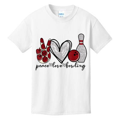 Peace Love Bowling Funny Bowling Lover Kids T-Shirt