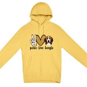 Peace Love Beagle Funny Gift Dog Lover Premium Pullover Hoodie