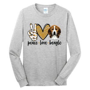 Peace Love Beagle Funny Gift Dog Lover Tall Long Sleeve T-Shirt