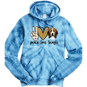 Peace Love Beagle Funny Gift Dog Lover Tie Dye Hoodie