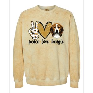 Peace Love Beagle Funny Gift Dog Lover Colorblast Crewneck Sweatshirt