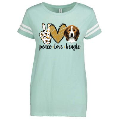 Peace Love Beagle Funny Gift Dog Lover Enza Ladies Jersey Football T-Shirt