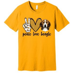 Peace Love Beagle Funny Gift Dog Lover Premium T-Shirt