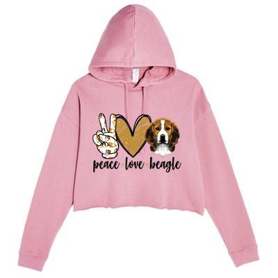 Peace Love Beagle Funny Gift Dog Lover Crop Fleece Hoodie