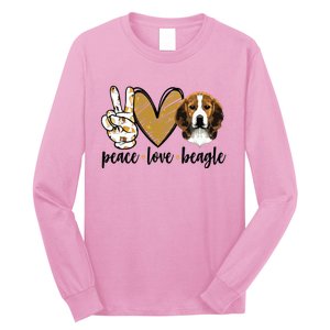 Peace Love Beagle Funny Gift Dog Lover Long Sleeve Shirt