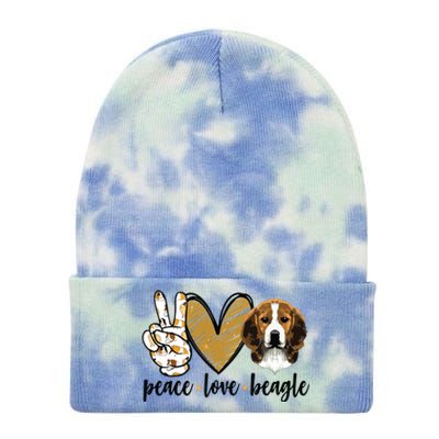 Peace Love Beagle Funny Gift Dog Lover Tie Dye 12in Knit Beanie