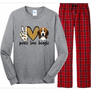 Peace Love Beagle Funny Gift Dog Lover Long Sleeve Pajama Set