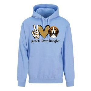 Peace Love Beagle Funny Gift Dog Lover Unisex Surf Hoodie