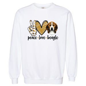 Peace Love Beagle Funny Gift Dog Lover Garment-Dyed Sweatshirt