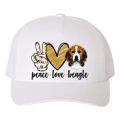 Peace Love Beagle Funny Gift Dog Lover Yupoong Adult 5-Panel Trucker Hat