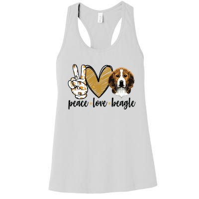 Peace Love Beagle Funny Gift Dog Lover Women's Racerback Tank