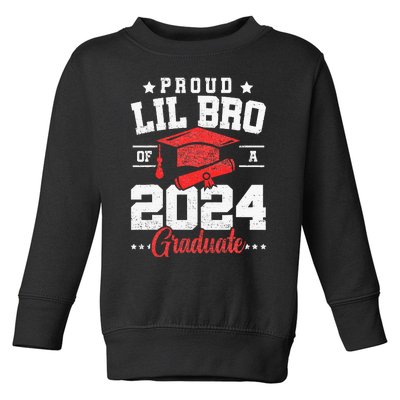 Proud Lil Bro Of A Class Of 2024 Graduate Senior Graduation Toddler Sweatshirt