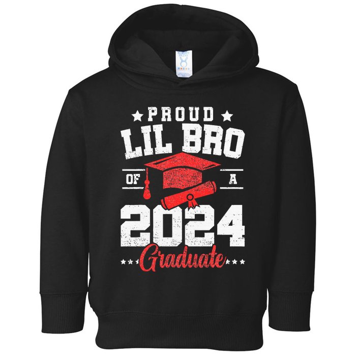 Proud Lil Bro Of A Class Of 2024 Graduate Senior Graduation Toddler Hoodie