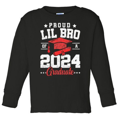 Proud Lil Bro Of A Class Of 2024 Graduate Senior Graduation Toddler Long Sleeve Shirt