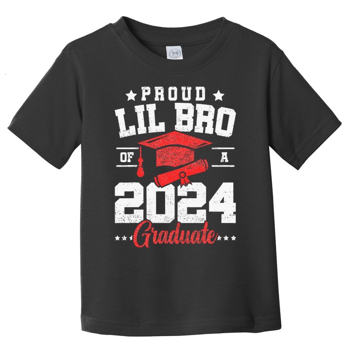 Proud Lil Bro Of A Class Of 2024 Graduate Senior Graduation Toddler T-Shirt