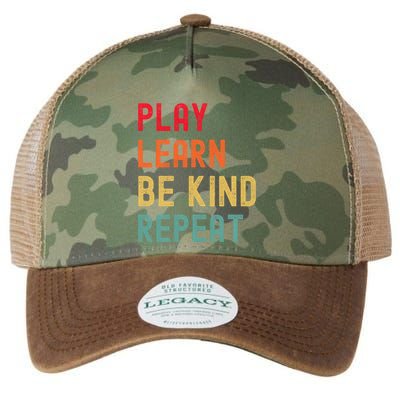 Play Learn Be Kind Repeat Unity Day No Bullies Kindness Legacy Tie Dye Trucker Hat
