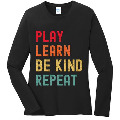 Play Learn Be Kind Repeat Unity Day No Bullies Kindness Ladies Long Sleeve Shirt