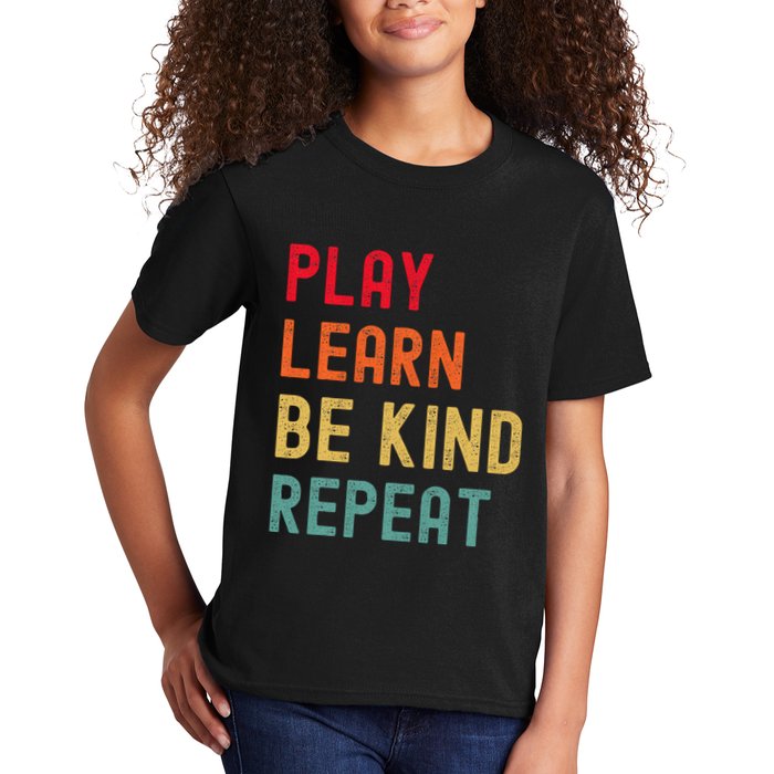 Play Learn Be Kind Repeat Unity Day No Bullies Kindness Kids T-Shirt