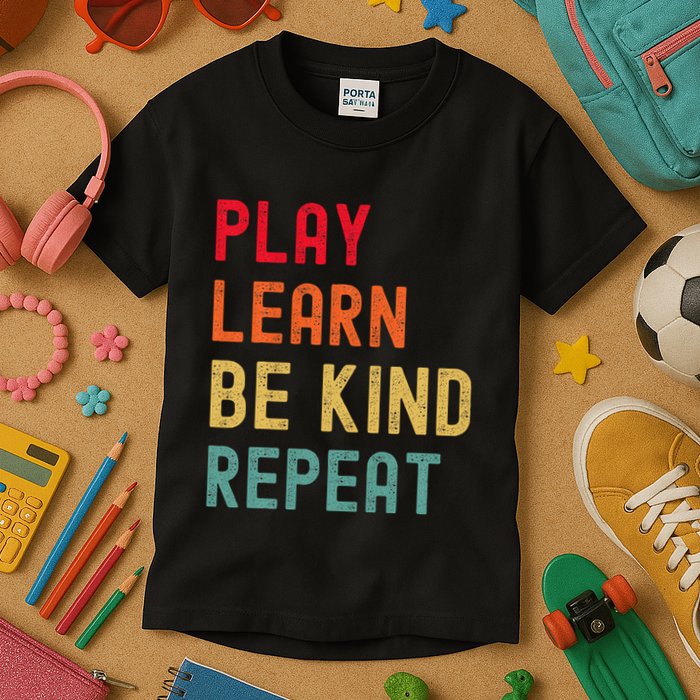 Play Learn Be Kind Repeat Unity Day No Bullies Kindness Kids T-Shirt