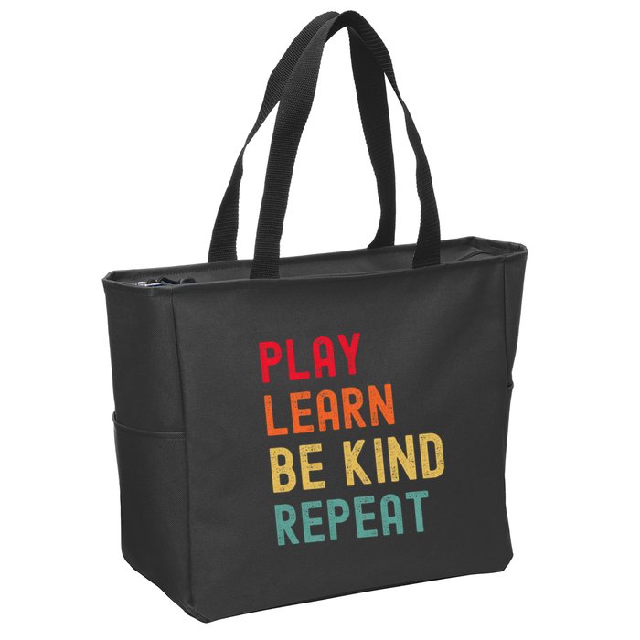 Play Learn Be Kind Repeat Unity Day No Bullies Kindness Zip Tote Bag
