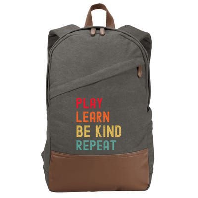 Play Learn Be Kind Repeat Unity Day No Bullies Kindness Cotton Canvas Backpack