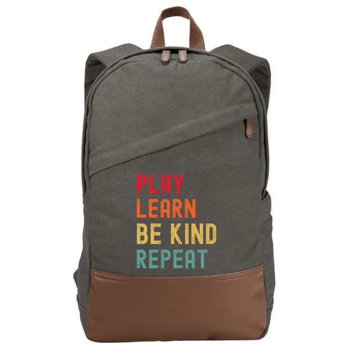Play Learn Be Kind Repeat Unity Day No Bullies Kindness Cotton Canvas Backpack