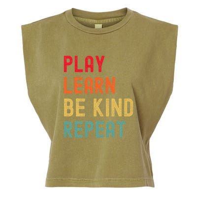 Play Learn Be Kind Repeat Unity Day No Bullies Kindness Garment-Dyed Women's Muscle Tee
