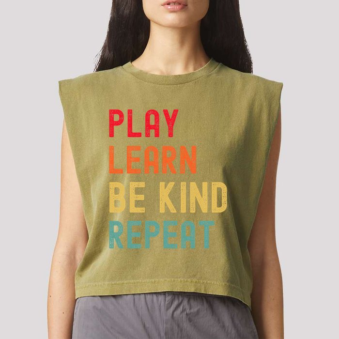 Play Learn Be Kind Repeat Unity Day No Bullies Kindness Garment-Dyed Women's Muscle Tee