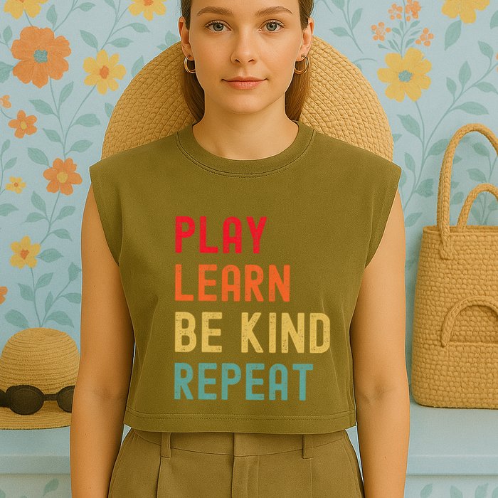 Play Learn Be Kind Repeat Unity Day No Bullies Kindness Garment-Dyed Women's Muscle Tee