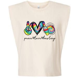 Peace Love Bowling Tie Dye Cute Bowling Lovers Garment-Dyed Women's Muscle Tee