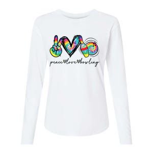 Peace Love Bowling Tie Dye Cute Bowling Lovers Womens Cotton Relaxed Long Sleeve T-Shirt