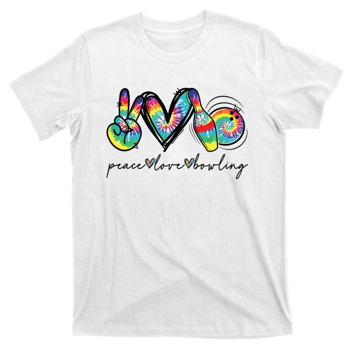 Peace Love Bowling Tie Dye Cute Bowling Lovers T-Shirt